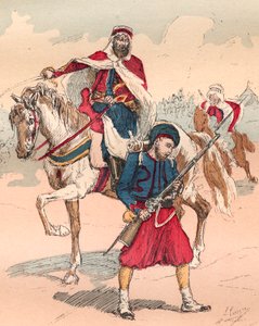Den franske Armee under Louis Philippes regeringstid fra 1830 til 1848 - Zouave og Spahi - Indgravering fra 1882 i "" Histoire de dix ans: 1830-1840""" Louis-Blanc (1811-1882) af Unknown artist