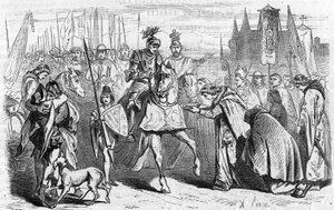 Franskmændene drog til Bordeaux den 23. juni 1451 under Charles VII, afslutningen på generobringen mod englænderne. Indgravering af det 19. århundrede. af Unknown artist