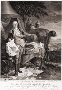 General Washington (1732 - 1799), indgraveret efter det originale maleri tilhørende Marquis de la Fayette. af Unknown artist