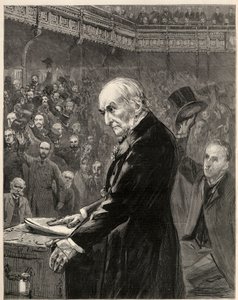 Underhuset, 13. februar 1893: tale af William Ewart Gladstone (kobberstik) af Unknown Artist
