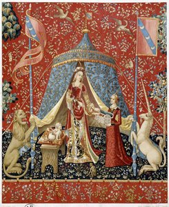 Damen med enhjørningen. Gengivelse af et gobelin helt tilbage til 1500 - faksimile af Unknown artist