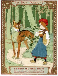Den Lille Rødhætte møder ulven - Bon Marché reklamemærke af Unknown artist