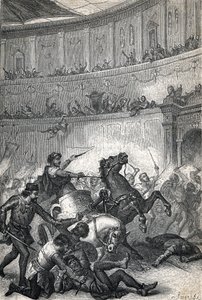 Massakren i Thessalonika i 390. Stik 1884 af Unknown artist