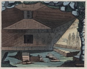 Necropolis of Tarquinia - gravering fra "" skikke og traditioner for alle folk i universet. Det vil sige historien om regeringen, lovene, militsen, om alle nationers religion fra de fjerneste tider til i dag "1856 af Unknown artist
