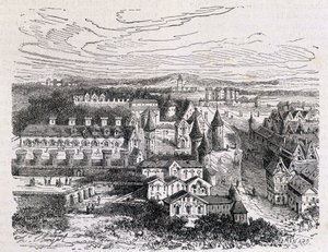 Palais des Tournelles, overfor Hotel Saint Paul - gravering, slutningen af det 19. århundrede af Unknown artist