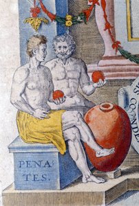 Penaterne. (indenlandske guder, der beskytter byen eller hjemmet). af Unknown artist