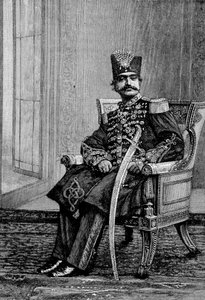 Shahen af Persien, Nassr-ed-din (Nasser-ed-din), i ceremoniel kostume. af Unknown artist