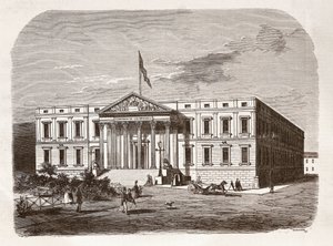 Det spanske parlament (Congresso de los diputados), Madrid. Gravering 1800-tallet. af Unknown artist