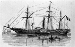 Sfinxen, den første dampbåd fra den franske flåde bygget i 1830. Indgravering af det 19. århundrede. af Unknown artist