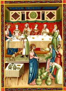 Bryllupsfesten i Cana, miniature fra et manuskript fra det 14. århundrede af Unknown artist