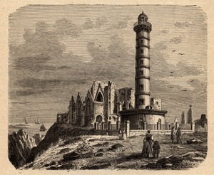 Klosteret Saint Mathieu de Fine Terre - Bretonsk kloster - Abbaye Saint-Mathieu de Fine-Terre - gravering i "" PATRIE"" - PECTUREQUIREQUE BESKRIVELSE AF FRANKRIG I 6 BIND AF LUCIEN HUARD - slutningen af ​​1800-tallet af Unknown artist