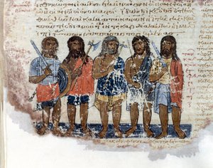 Hæren af Geants (Rephaim eller Nephilim), som blev slået af hæren af King David Miniature taget fra "Codex de l
