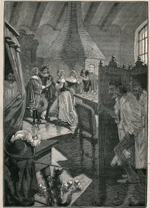 Glaskunsten: glasmagerne. Indgravering fra 1885 i "" Les arts et metiers illustres"" af Adolphe BITARD. af Unknown artist
