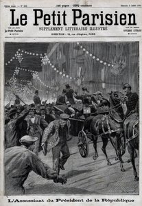 Mordet på republikkens præsident Sadi Carnot (1837-1894) af den italienske anarkist Sante Caserio i juni af Unknown artist