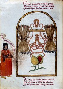 Armringen og pilene. De katolske kongers emblem (miniature i "" Devotorio de la Reyna Da Juana a Quien Llamaron la Loca"" af Pedro Marcuello af Unknown artist