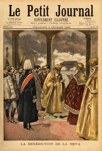 Nevas velsignelse, en russisk tradition, der finder sted i Skt. Petersborg hvert år under åbenbaringen. Indgravering i "" Le petit journal"" 3/02/1895. Selvas samling. af Unknown artist