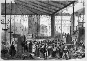 Det centrale marked i Paris: fiskemarkedet i 1858. af Unknown artist