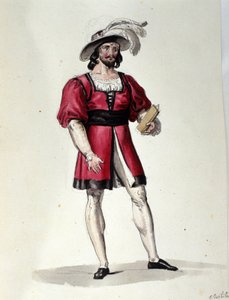 Karakteren, der fortolker viriliten i balletten "" Il noce di Benevento"" af den østrigske komponist Franz Xaver Sussmayr (1766-1803). Illustration af det 19. århundrede af Unknown artist