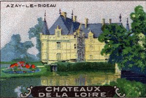 Loire-slottene: slottet Azay-le-Rideau, begyndelsen af det 20. århundrede (chromo) af Unknown Artist