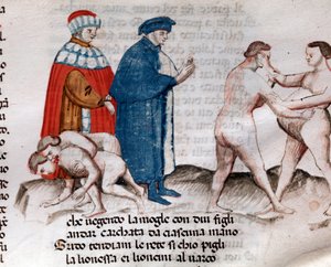 Forfalsknerne (sang 30 fra helvede, i den guddommelige komedie - miniature af Unknown artist