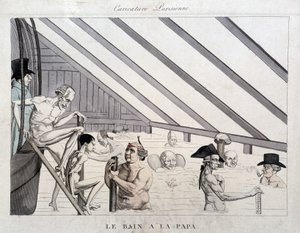 Daddy bath: karikatur på svømmebassinerne i Paris af Unknown artist