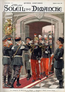 Delegationen fra Saint Cyr (St. Cyr) i Rusland: reception på den russiske militærskole. Indgravering i "" Le sun-du-dimanche"", 29. januar af Unknown artist