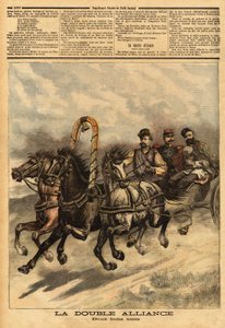 Dobbeltalliancen mellem Rusland af Alexander III (1815-1894) og Frankrig. Indgravering i "" Le petit journal"" 16/10/1893. Selvas samling. af Unknown artist