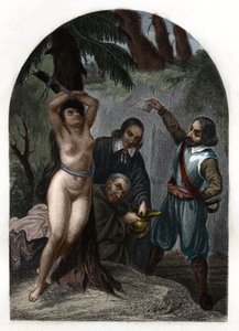 Cevennernes dragonnader under Ludvig XIV (1643-1715), forfølgelse af protestanter. Indgravering fra 1842 i "Histoire des popes"" af Maurice Lachatre. Privat samling. af Unknown artist