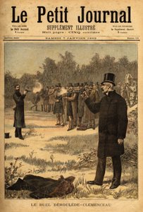 Duellen med pistolen (forbudt i Frankrig siden 1626) mellem deputerede Paul Deroulede (1846-1914) og Georges Clemenceau (1841-1929), ingen skade. Indgravering i "" Le petit journal"" 7/01/1893. Selvas samling. af Unknown artist