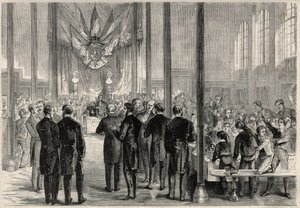 Den kejserlige prins Eugene Louis Joseph (1856-1879) deltog i den hellige Karls (Saint Charlemagnes) banket i Paris på Lycee Bonaparte (dengang Lycee Condorcet). Indgravering i "The Universe illustrious" af Unknown artist