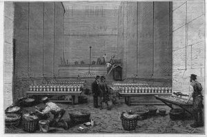 Det store elektriske rum i Opera Garnier eller to hundrede Bunsen-batterier gør det muligt at projicere strålerne fra den elektriske sol af Unknown artist