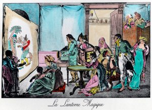 Den magiske lanterne. 1800-tals gravering. Privat samling. af Unknown artist