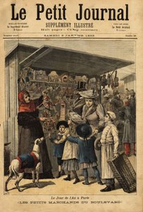 Købmændene og deres boulevard vises på årets dag i Paris. Indgravering i "" Le petit journal"" 2/01/1892. Selvas samling. af Unknown artist