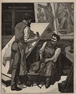 Mosaikken: mosaikværksted. Indgravering fra 1885 i "" Les arts et metiers illustres"" af Adolphe BITARD. af Unknown artist