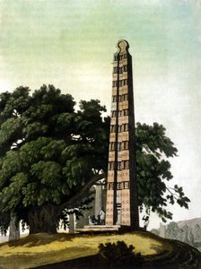 Obelisken fra Axum (Aksoum) bragt til Rom af italienerne i 1937. Il Costume antico e moderno, Jules Ferrario, Milano 1820. af Unknown artist
