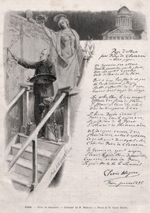 Maleren Puvis de Chavannes (1824-1898) beskæftiger sig med maleri - allegori af M. Merwart med en poesi af Clovis Hugues af Unknown artist