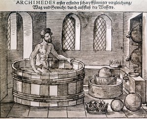 Princippet om Archimedes (legemers fremstød i vand). af Unknown artist