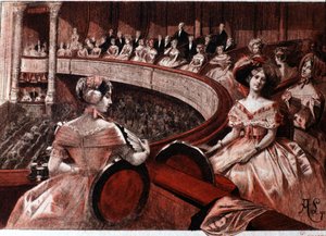 Offentligheden på en balkon på teatret. af Unknown artist