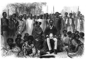 Dronningen af Sakalaves, Anarina og hendes mand af howa-oprindelse, kom under Frankrigs beskyttelse under ekspeditionen fra Madagaskar. Gravering i "" Le Monde Illustré"" af Unknown artist
