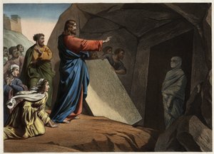 Lazarus opstandelse. Anonym stik fra midten af 1800-tallet. af Unknown artist