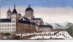 Det kongelige escurialkloster (Escorial) i Spanien, set bagfra. af Unknown artist