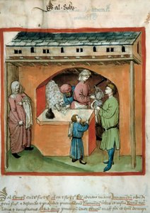 Salthandleren Eluminure fra handelen med medicin og diætetik "" Tacuinum sanitatis"" af Unknown artist