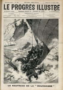 Det transatlantiske skibsvrag "Burgogne"-indgraveringen i "Det berømte fremskridt"" fra juli 1898. af Unknown artist