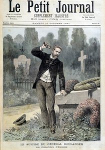 General Boulangers selvmord på kirkegården i Ixelles - i "Le Petit Journal" af 10/10/1891 (gravering) af Unknown artist