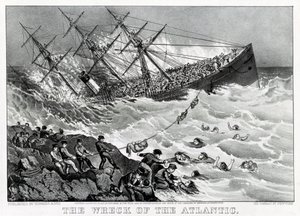 Vraget af RMS Atlantic transatlantiske oceanlinjeskib af White Star Line, på kysten af Nova Scotia af Unknown artist