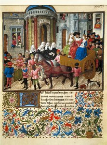 Disse er en Athens-miniature fra et fransk manuskript af "" Teseida fra Emilias bryllup "" af Giovanni Boccaccio (Boccace) (1313-1375) af Unknown artist