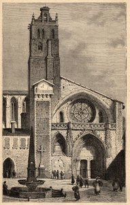 Toulouse Katedral - Cathedrale Saint-Etienne de Toulouse - (Saint Etienne) gravering i "" PATRIE" - PECTUREQUIREQUE BESKRIVELSE AF FRANKRIG I 6 BIND AF LUCIEN HUARD - slutningen af ​​det 19. århundrede af Unknown artist
