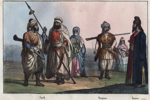 Traditionelle kurdiske kostumer - georgisk - armensk - af Unknown artist