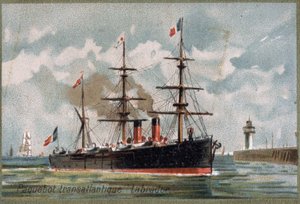 Transatlantisk liner “Labrador.””” omkring 1880. 1800-tallets kromolitografi. af Unknown artist
