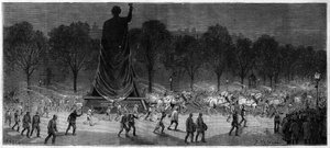 Oversættelse af statuen af Republique (Marianne i bronze, 9,50 m høj), fra hr. Thiebauts værksteder på Place de la Republique i Paris i 1883 af Unknown artist